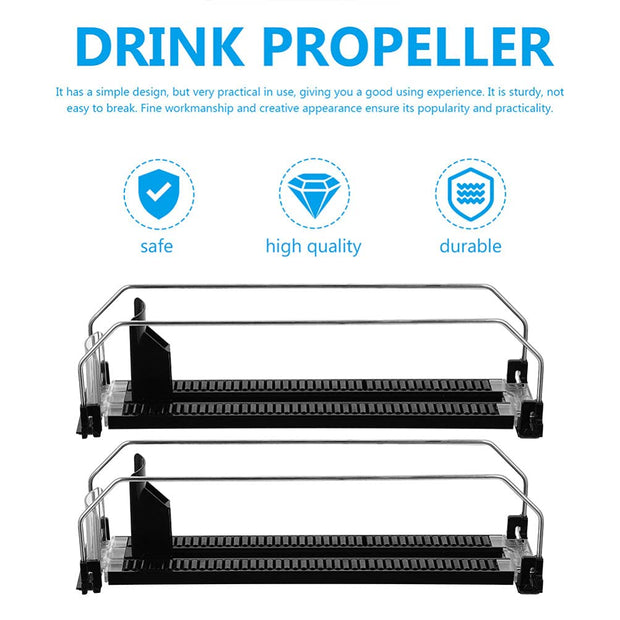 Mini Fridge Soda Can Organizer Rack – 2 Pack Self-Pushing Beverage Dispenser