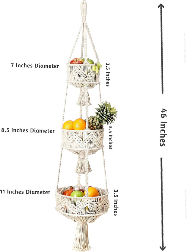 🌿 Macrame Storage for Fruits, Veggies & Plants ！
