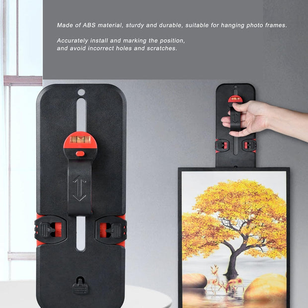🎯 Picture Hanging Tool with Bubble Level 🖼️ Easy Frame & Wall Hanging Kit | Perfect Photo Frame Leveling Tool for Home Decoration (Black & Red)