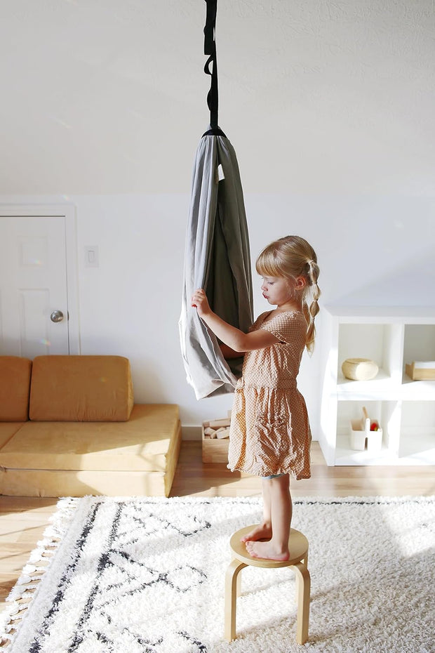🏠 Indoor & Outdoor Sensory Swing – Relax, Spin & Play with Double-Layer Cotton Comfort! 💫