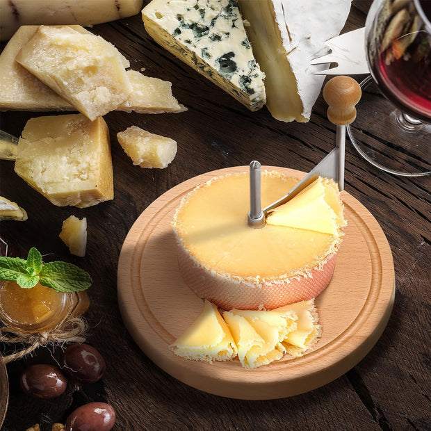 Wooden Cheese Roller – Stainless Steel Cheese Slicer for Cheese & Chocolate