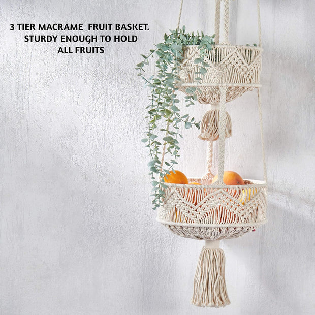 🌿 Macrame Storage for Fruits, Veggies & Plants ！