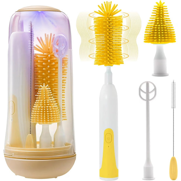 Electric Baby Bottle Brush Cleaner Set | Portable Travel Bottle Washer · Waterproof