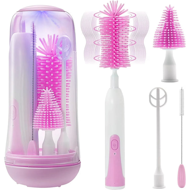 Electric Baby Bottle Brush Cleaner Set | Portable Travel Bottle Washer · Waterproof