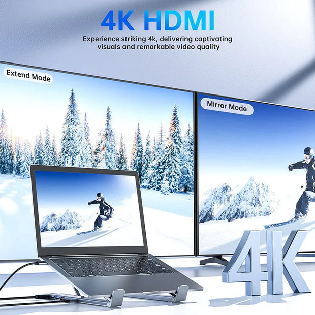 8-in-1 USB-C Laptop Stand | Docking Station & Ergonomic Riser